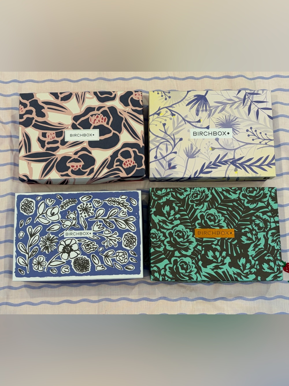 Set of Four Floral Birchbox Subscription Boxes, Empty 🌸📦🪻